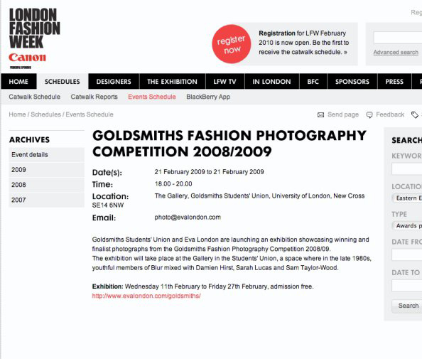 Goldsmiths fashion photography competition private view
