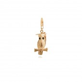 Wise Owl Graduation Charm in Sterling Silver with a Yellow Gold Plate