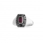 Sterling Silver | Antique finish | set with a garnet