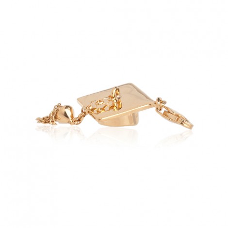 Mortar Board Charm in Sterling Silver with a Yellow Gold Plate