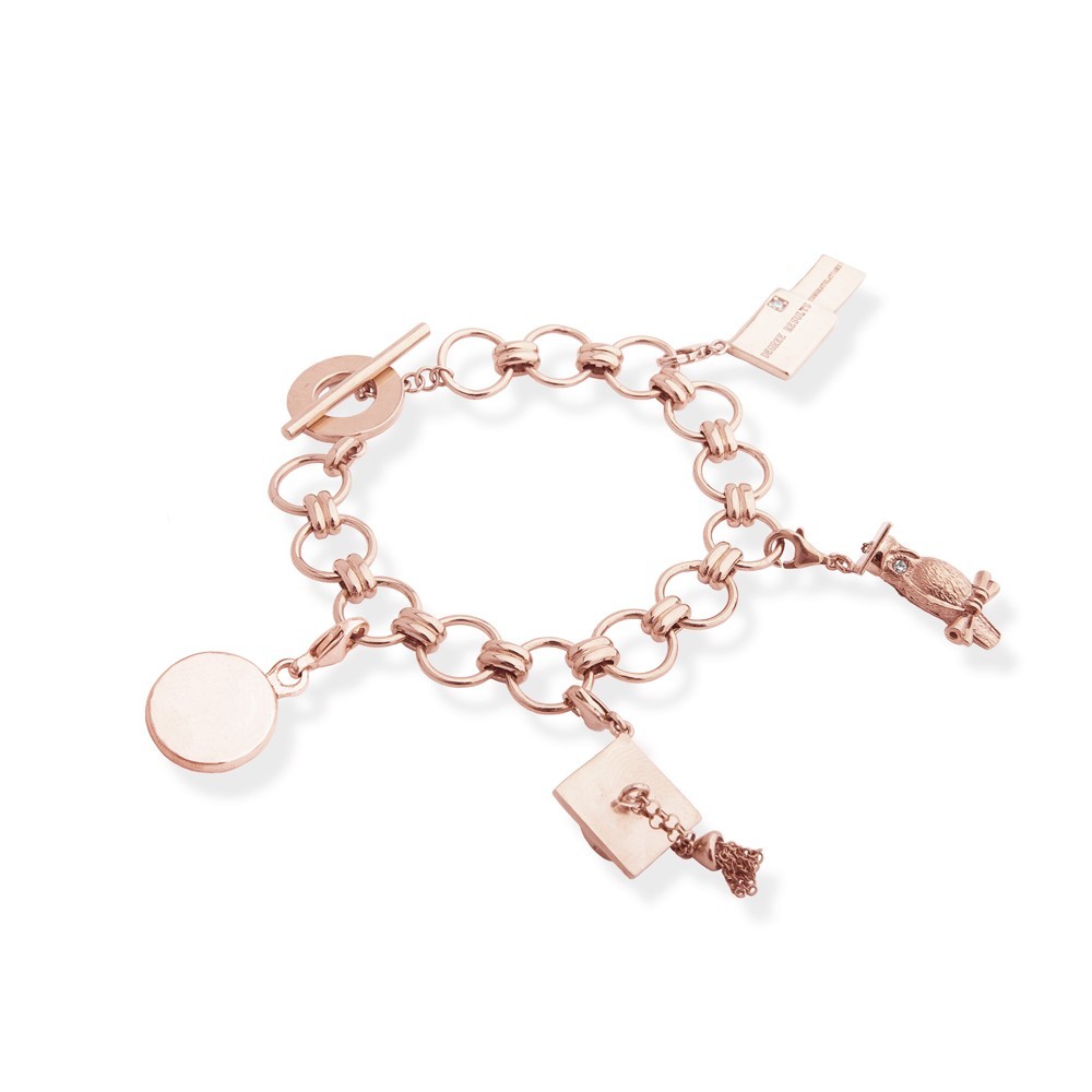 Rose gold charm new arrivals on silver bracelet