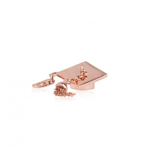 Mortar Board Charm in Sterling Silver with a Rose Gold Plate