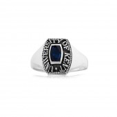 Sterling Silver | Antique finish | set with a blue sapphire