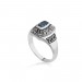 Sterling Silver | Antique finish | Set with a blue zircon stone